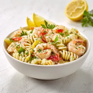 High Protein Shrimp Pasta Salad - Light Seafood Protein Recipe