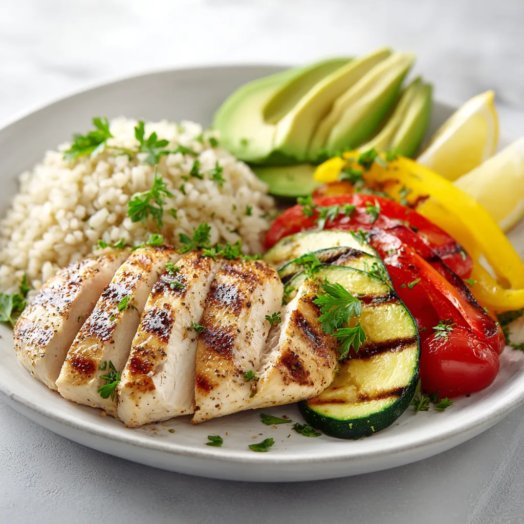 Juicy Grilled Chicken Breast Dinner Plate